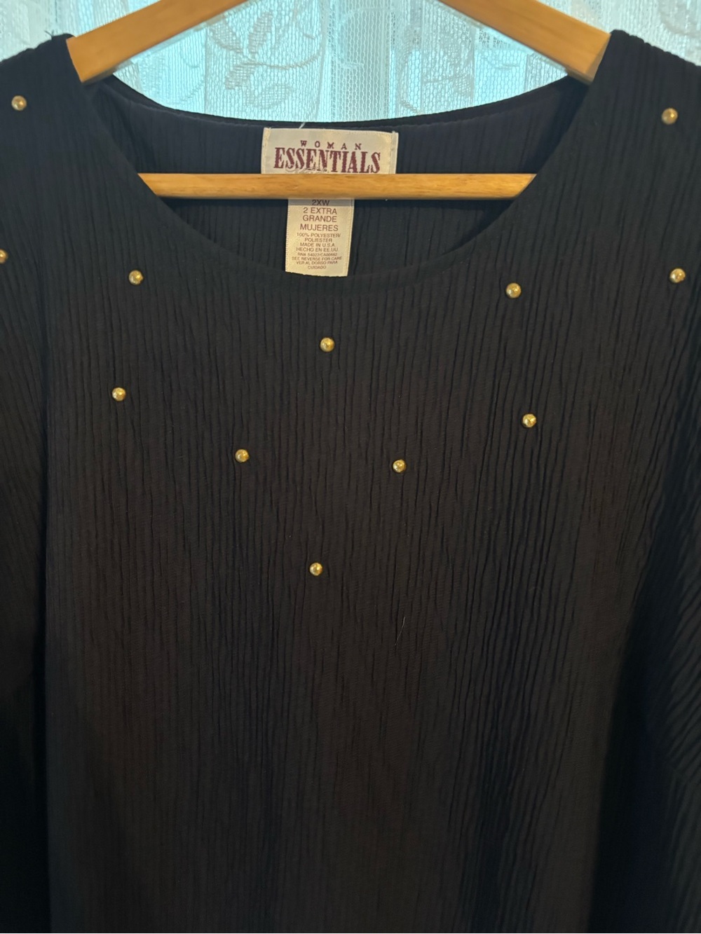 Essentials Black Stud-Embellished Ribbed Top - Picture 2 of 5